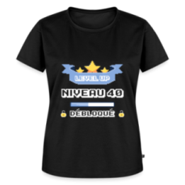 T-shirt premium femme - Level-up: Niveau 40 ans débloqué - noir - front