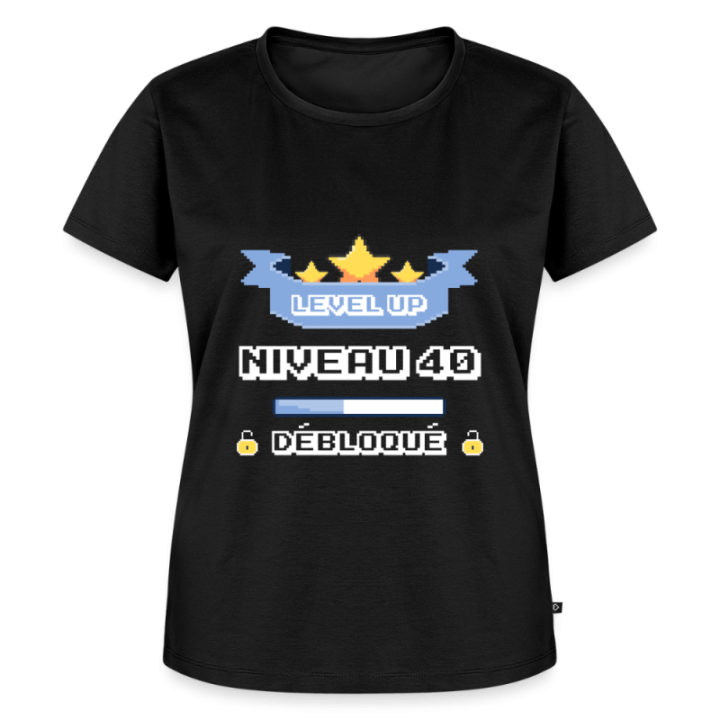 T-shirt premium femme - Level-up: Niveau 40 ans débloqué - noir - front