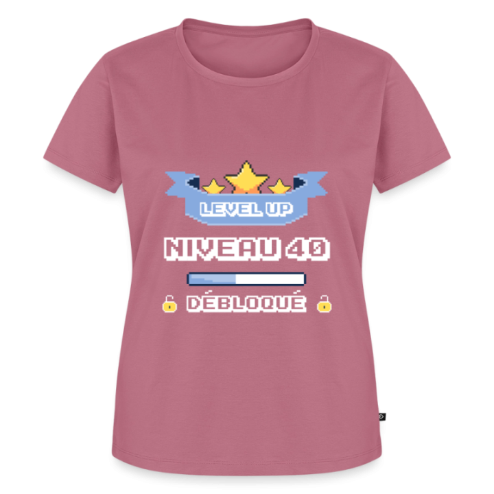 T-shirt premium femme - Level-up: Niveau 40 ans débloqué - mauve - front