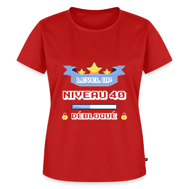 T-shirt premium femme - Level-up: Niveau 40 ans débloqué - rouge - front