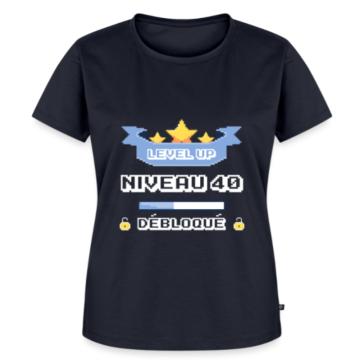 T-shirt premium femme - Level-up: Niveau 40 ans débloqué - bleu marine - front