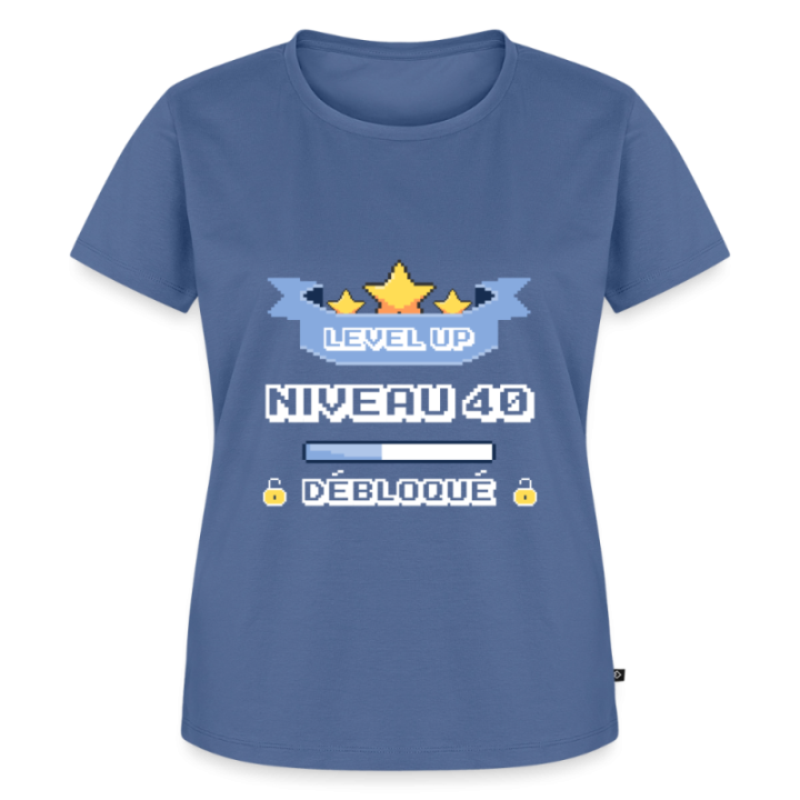 T-shirt premium femme - Level-up: Niveau 40 ans débloqué - bleu pigeon - front