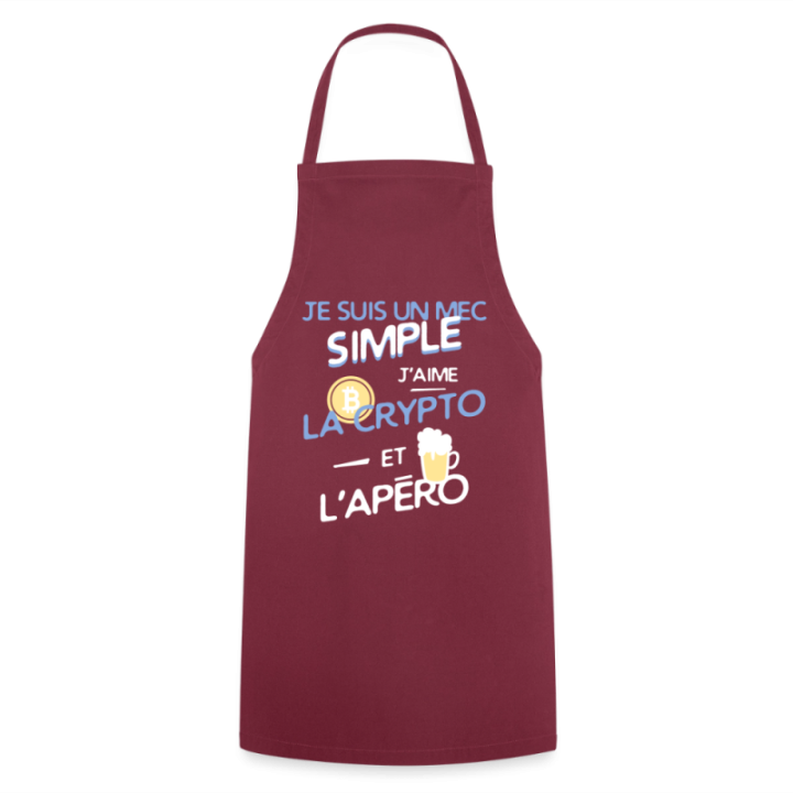 Tablier de cuisine - Un mec simple: Crypto et apéro - bordeaux - front