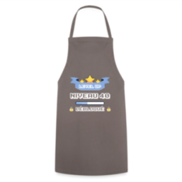 Tablier de cuisine - Level-up: Niveau 40 ans débloqué - gris - front