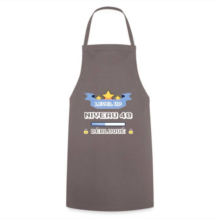 Tablier de cuisine - Level-up: Niveau 40 ans débloqué - gris - front