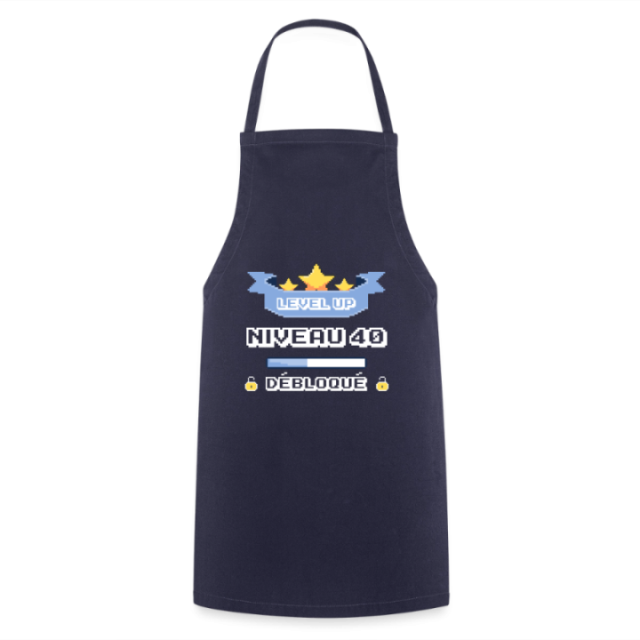 Tablier de cuisine - Level-up: Niveau 40 ans débloqué - marine - front