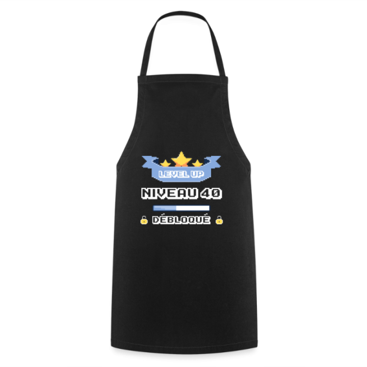 Tablier de cuisine - Level-up: Niveau 40 ans débloqué - noir - front