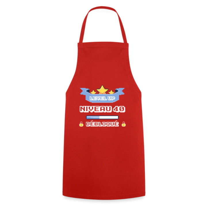 Tablier de cuisine - Level-up: Niveau 40 ans débloqué - rouge - front