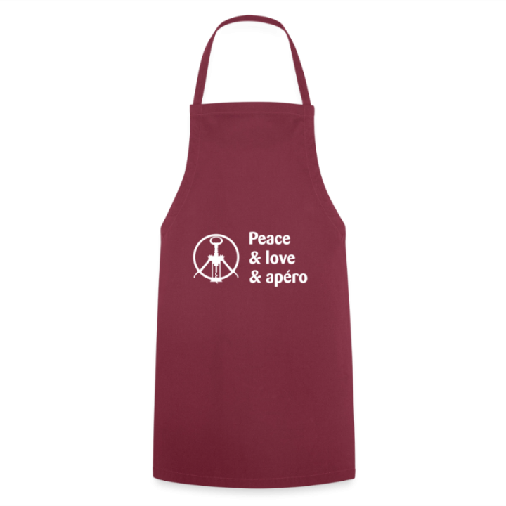 Tablier de cuisine - Peace Love Apéro - bordeaux - front