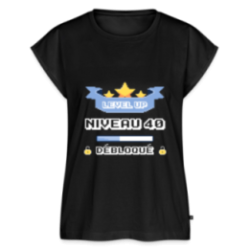 T-shirt à manches retroussées femme - Level-up: Niveau 40 ans débloqué