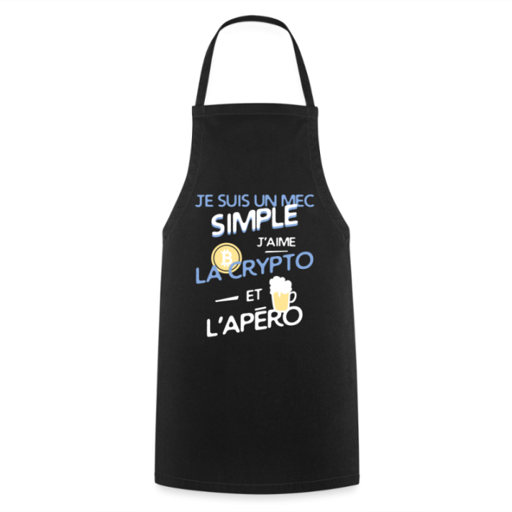 Tablier de cuisine - Un mec simple: Crypto et apéro - noir - front