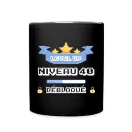 Mug uni - Level-up: Niveau 40 ans débloqué - noir - front