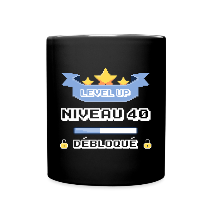 Mug uni - Level-up: Niveau 40 ans débloqué - noir - front