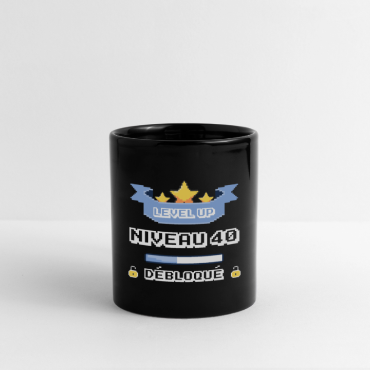 Mug uni - Level-up: Niveau 40 ans débloqué - noir - front