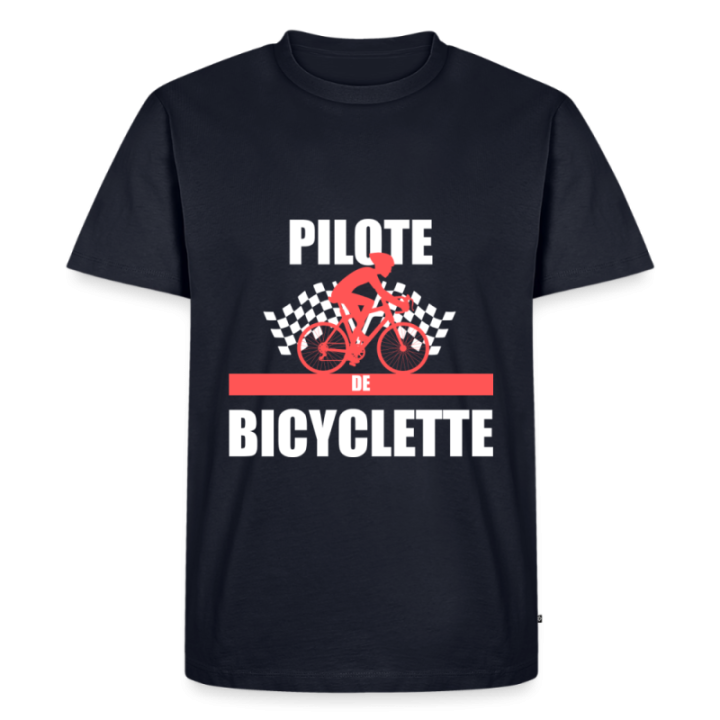 T-shirt premium homme - Pilote de bicyclette - bleu marine - front
