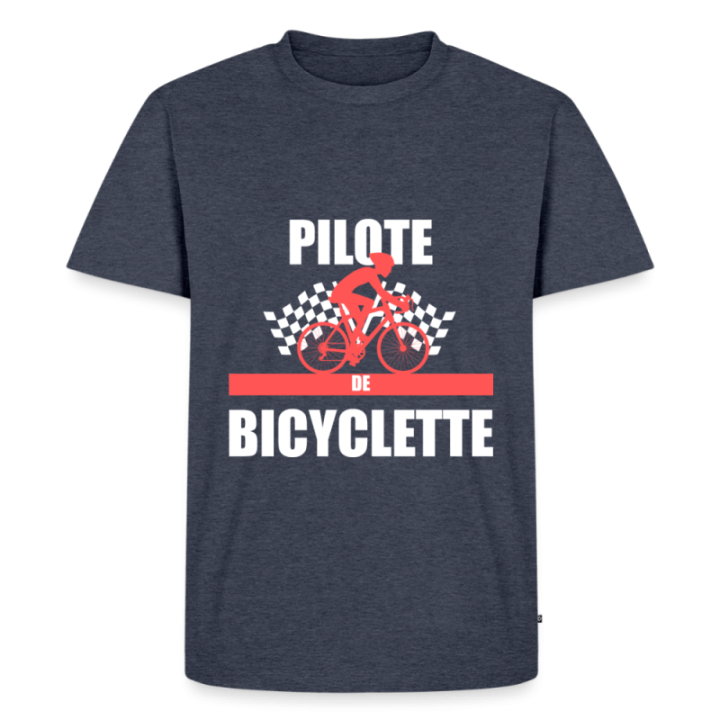 T-shirt premium homme - Pilote de bicyclette - bleu jeans  - front