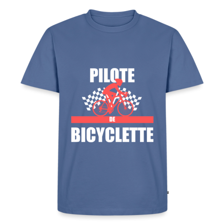 T-shirt premium homme - Pilote de bicyclette - bleu pigeon - front