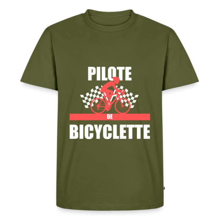 T-shirt premium homme - Pilote de bicyclette - kaki - front