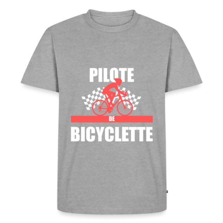 T-shirt premium homme - Pilote de bicyclette - gris chiné - front