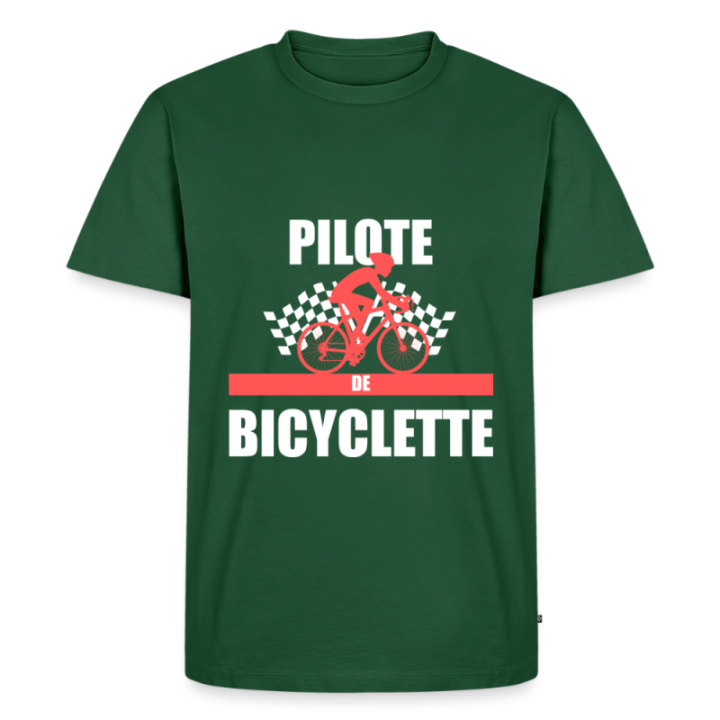 T-shirt premium homme - Pilote de bicyclette - vert bouteille - front