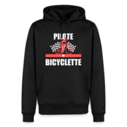 Sweat-shirt à capuche premium homme - Pilote de bicyclette - noir - front