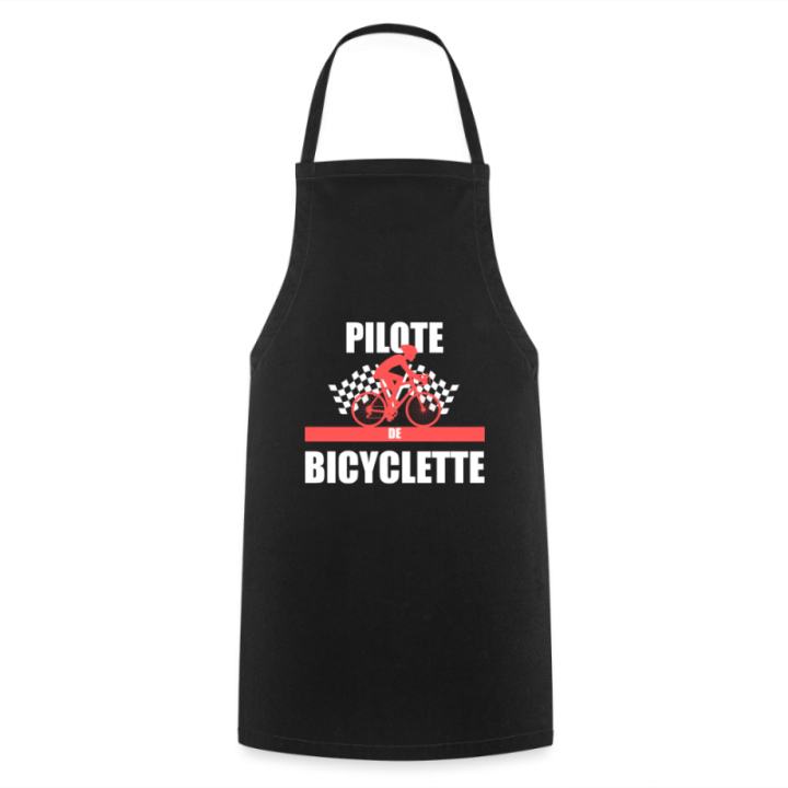 Tablier de cuisine - Pilote de bicyclette - noir - front