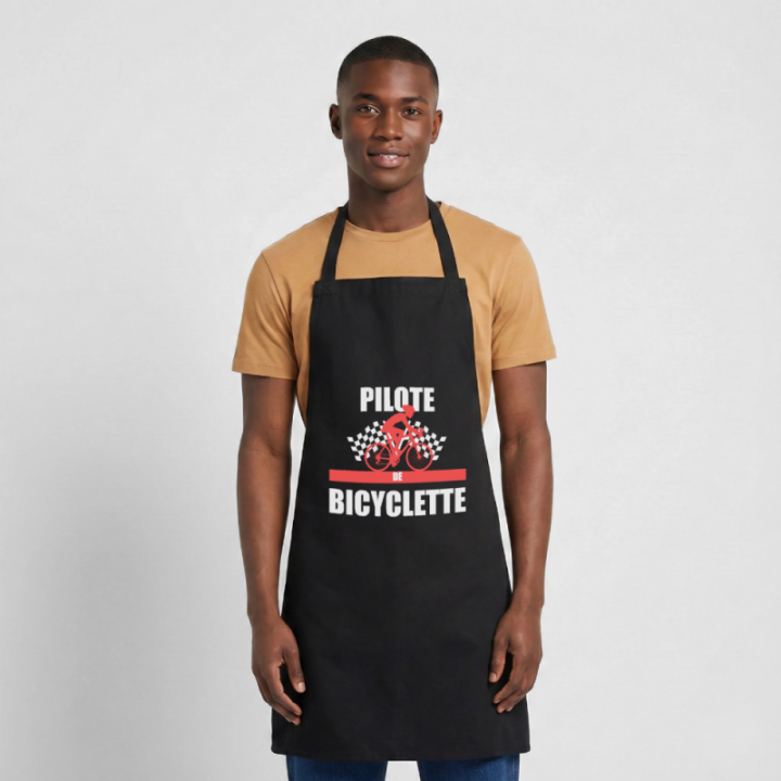 Tablier de cuisine - Pilote de bicyclette - noir - front