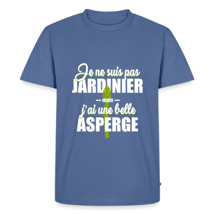 T-shirt premium homme - J'ai une belle asperge - bleu pigeon - front