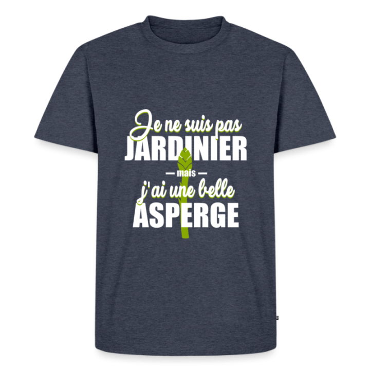 T-shirt premium homme - J'ai une belle asperge - bleu jeans  - front