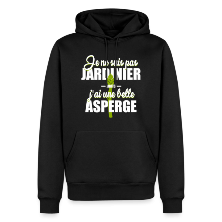Sweat-shirt à capuche premium homme - J'ai une belle asperge - noir - front