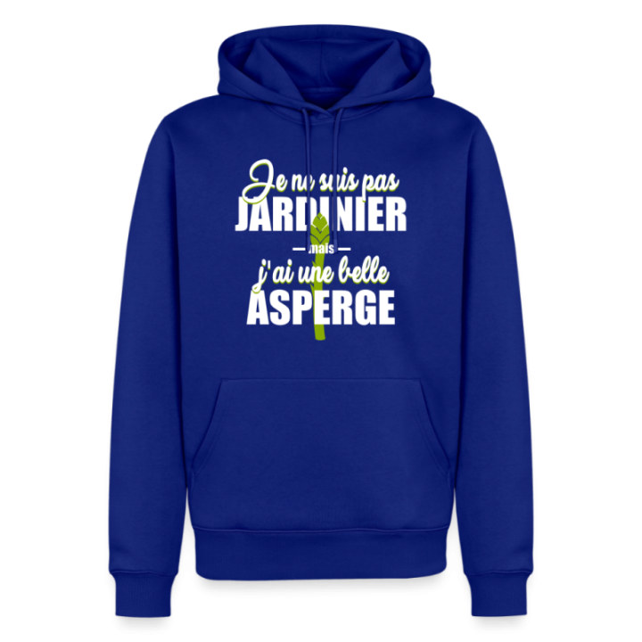 Sweat-shirt à capuche premium homme - J'ai une belle asperge - bleu roi - front