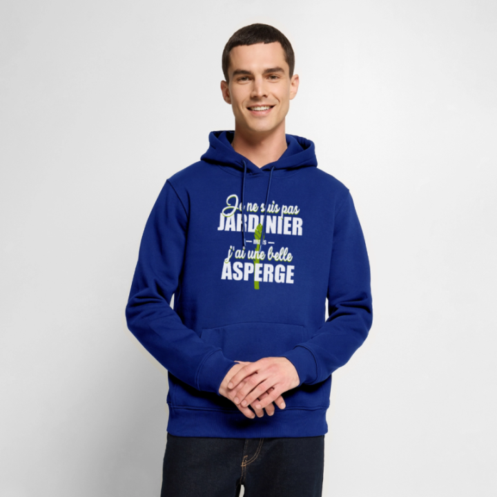 Sweat-shirt à capuche premium homme - J'ai une belle asperge - bleu roi - front