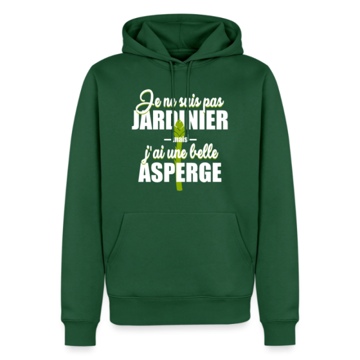 Sweat-shirt à capuche premium homme - J'ai une belle asperge - vert bouteille - front