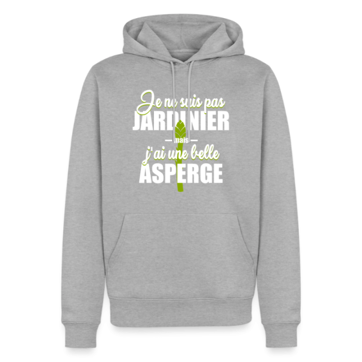 Sweat-shirt à capuche premium homme - J'ai une belle asperge - gris chiné - front