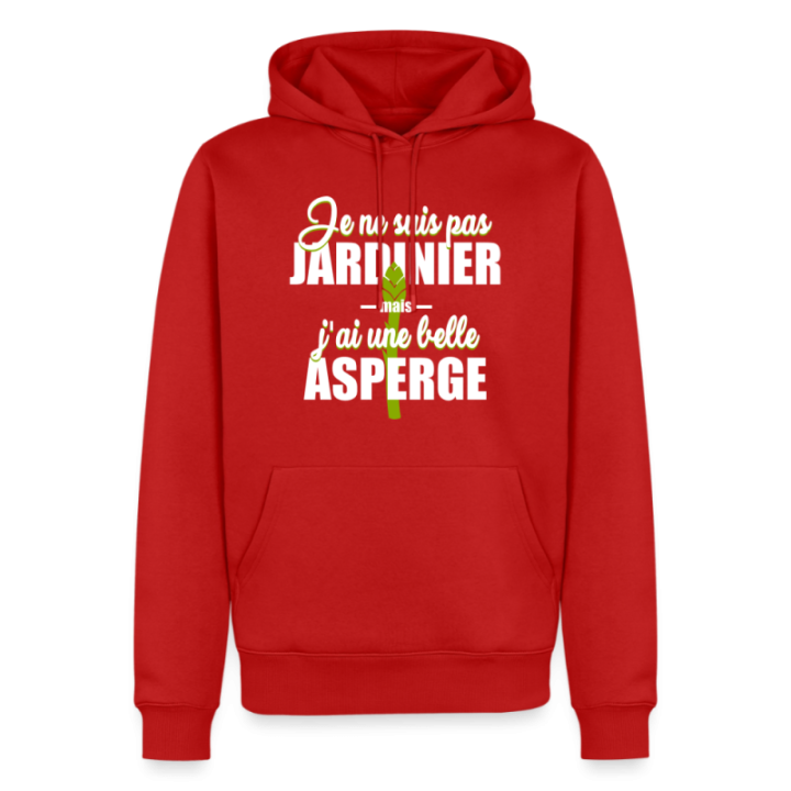 Sweat-shirt à capuche premium homme - J'ai une belle asperge - rouge - front