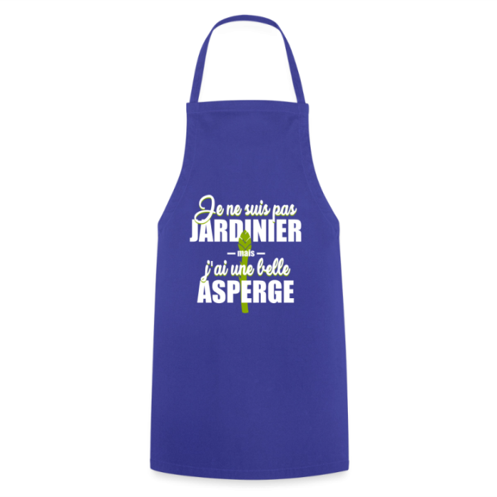 Tablier de cuisine - J'ai une belle asperge - bleu royal - front