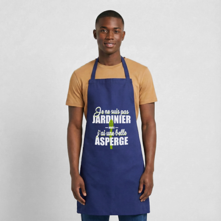 Tablier de cuisine - J'ai une belle asperge - bleu royal - front