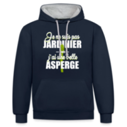 Sweat-shirt à capuche contrasté unisexe - J'ai une belle asperge