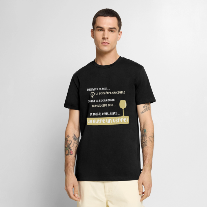 T-shirt premium homme - Je veux juste un autre verre - noir - front