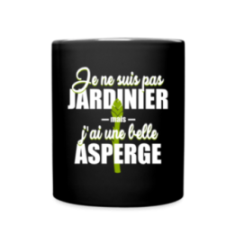 Mug uni - J'ai une belle asperge - noir - front
