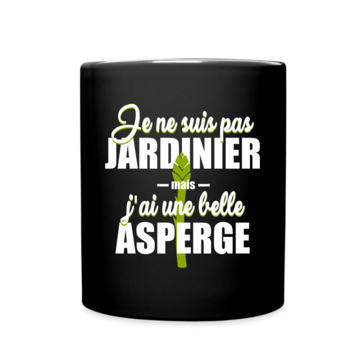 Mug uni - J'ai une belle asperge - noir - front