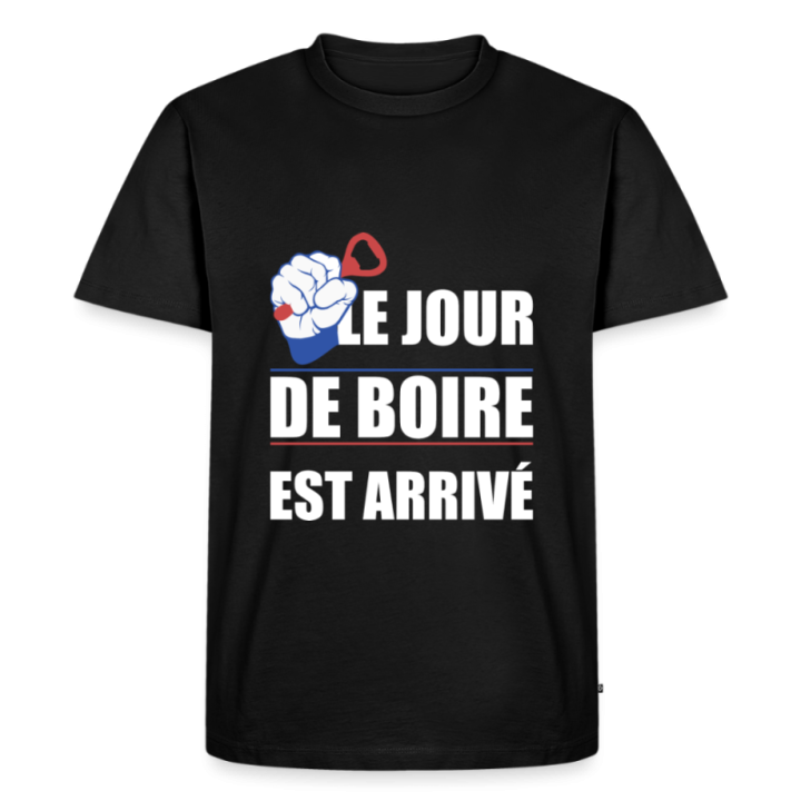 T-shirt premium homme - Le jour de boire est arrivé - noir - front