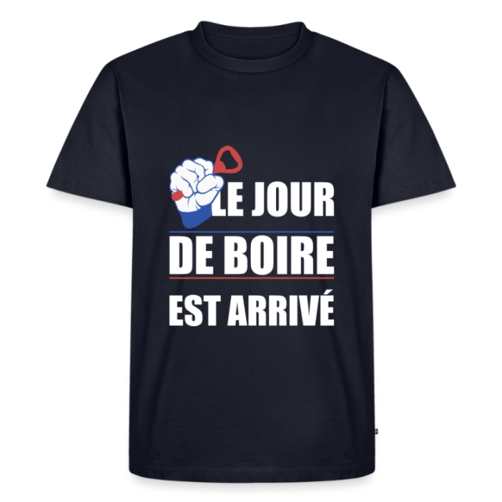 T-shirt premium homme - Le jour de boire est arrivé - bleu marine - front