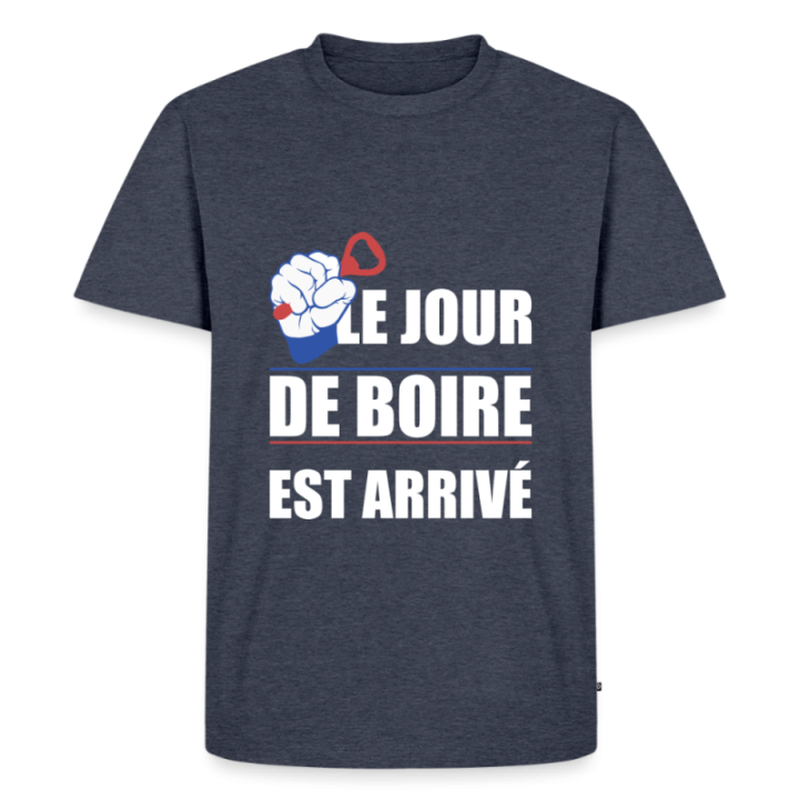 T-shirt premium homme - Le jour de boire est arrivé - bleu jeans  - front