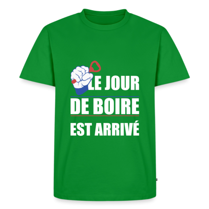 T-shirt premium homme - Le jour de boire est arrivé - vert - front