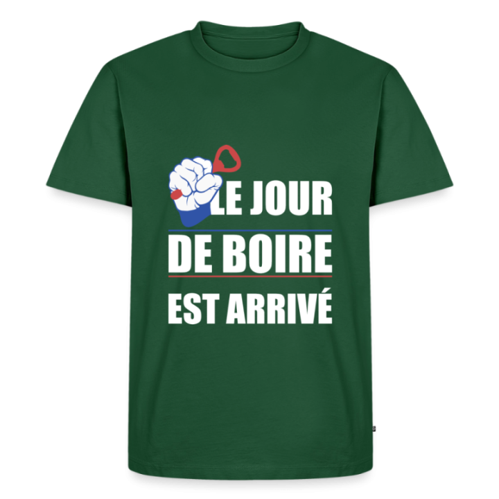 T-shirt premium homme - Le jour de boire est arrivé - vert bouteille - front