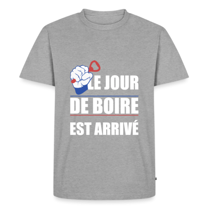 T-shirt premium homme - Le jour de boire est arrivé - gris chiné - front