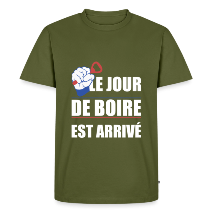 T-shirt premium homme - Le jour de boire est arrivé - kaki - front