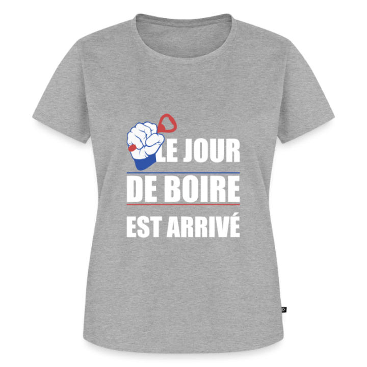 T-shirt premium femme - Le jour de boire est arrivé - gris chiné - front