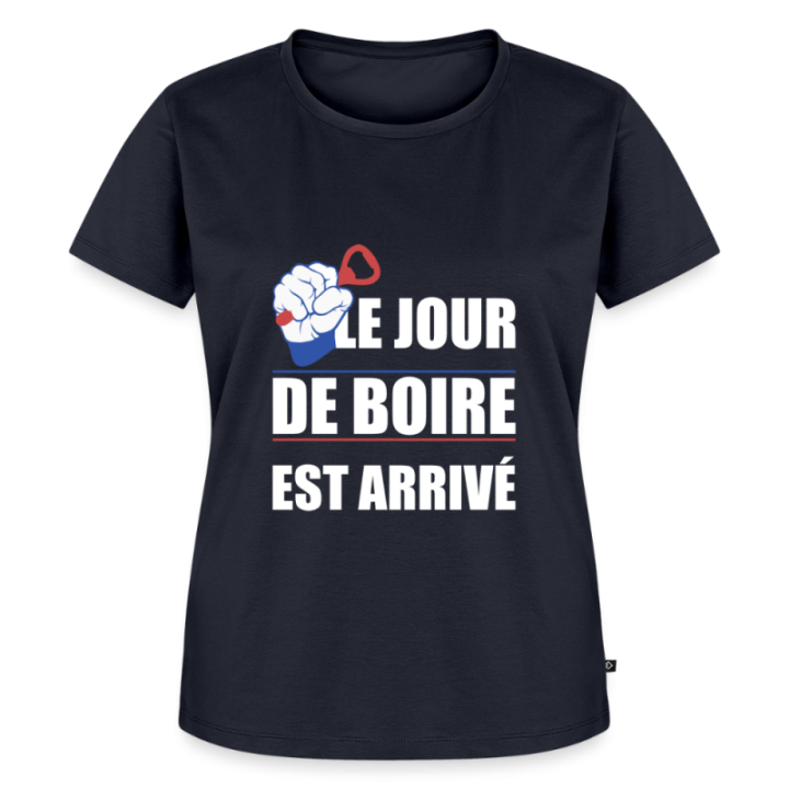 T-shirt premium femme - Le jour de boire est arrivé - bleu marine - front